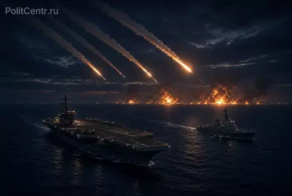 КСИР нанёс ракетный удар по авианосцу и эсминцу ВМС США
