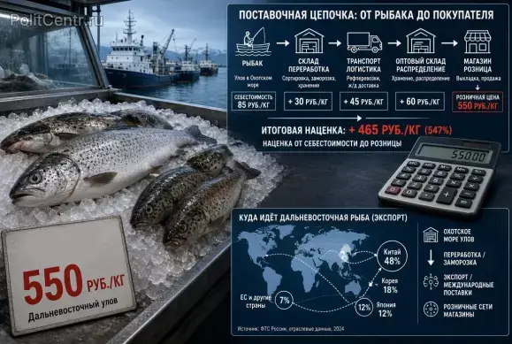 Почему российская рыба дороже мяса: от 85 рублей себестоимости до 550 на прилавке